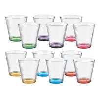 Waterglazen/drinkglazen Colorama - 12x - transparant kleurenmix - 310 ml - 9 cm