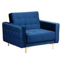 Beliani - ABERDEEN - Chesterfield fauteuil - Blauw - Fluweel