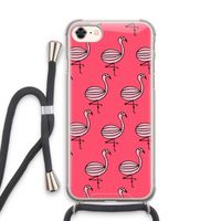 Flamingo: iPhone 8 Transparant Hoesje met koord