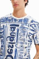 T-shirt met arty logo's - WHITE - M