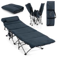 Opvouwbaar Veldbed Campingbed met Matras Kussen en Zijtas tot 150 kg Belastbaar Incl. Draagtas voor Camping Strand Blauw
