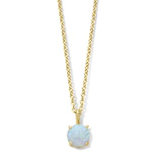 Ketting Rondje geelgoud-synthetisch opaal goudkleurig-blauw-wit-groen 42-44 cm