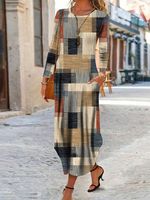 Plaid Casual Crew Neck Dress With No - thumbnail