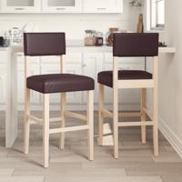 Barstoelen 2 st massief rubberhout en kunstleer