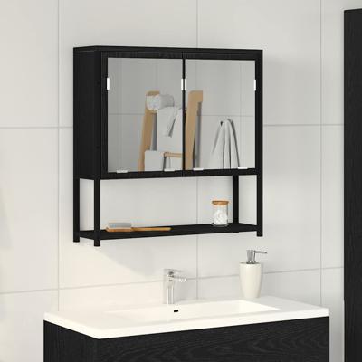 Badkamerspiegelkast Zwart eiken 60 x 16 x 60 cm Bewerkt hout