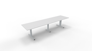 Vergadertafel 6511 met koppelpoot - 360 x 80 cm. - Alu - Wit