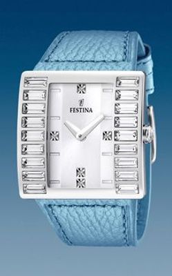 Horlogeband Festina F16538-5 Leder Lichtblauw 32mm