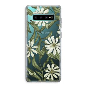 Wit bloemenpatroon: Samsung Galaxy S10 Plus Transparant Hoesje