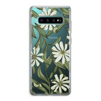 Wit bloemenpatroon: Samsung Galaxy S10 Plus Transparant Hoesje