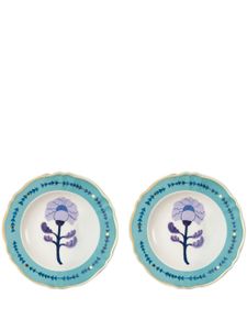 Bitossi Home lot de deux assiettes Botanica en porcelaine - Bleu