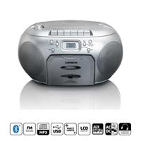Lenco Portable FM Radio CD- Cassette player Silver - SCD-420SI