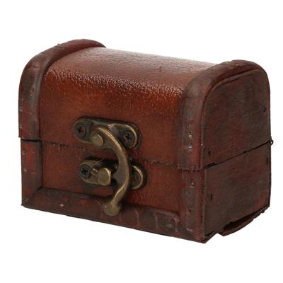 Sieraden opbergkistje Vintage - 8 x 5 cm - hout - bruin
