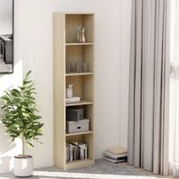 Boekenkast met 5 schappen 40x24x175 cm bewerkt hout sonoma eik