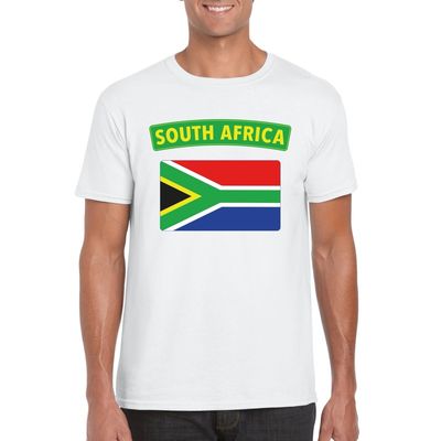 T-shirt met Zuid Afrikaanse vlag wit heren