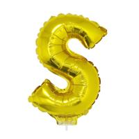 Folie ballon Letter S - goud - met opblaas rietje - 41 cm - naam ballonnen Folie ballon Letter S - goud - met opblaas rietje - 41 cm - naam ballonnen