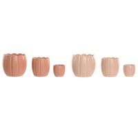 Grondlegger Home ESPRIT Terra cotta Licht Roze Cement Shabby Chic 15 x 15 x 13 cm (3 Onderdelen) (2 Stuks)