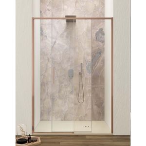 Schuifdeur Lacus Torcello Tweedelig Helder Glas 120x200 cm Aluminium Profiel Rose Goud Lacus