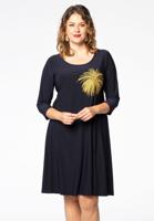 Yoek Dress Palm embr. | Blauw | Maat 46/48