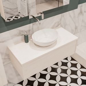 Mondiaz Lush Barco badmeubel underlayment 100 cm 1 lade mdf 1 waskom midden zonder kraangat