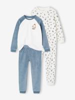 Set van 2 Pyjama's fluweel / velours Sneeuw Jongen groen
