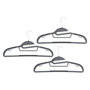 Kledinghangers set - 24x stuks - grijs/zwart- kunststof - 41 x 22 cm - kleerhangers