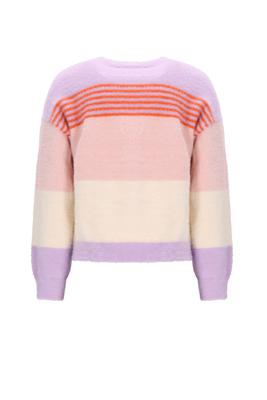 NoNo winter sweater meisjes - paars - Kendra - flully, gestreept
