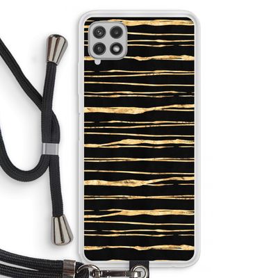 Gouden strepen: Samsung Galaxy A22 4G Transparant Hoesje met koord