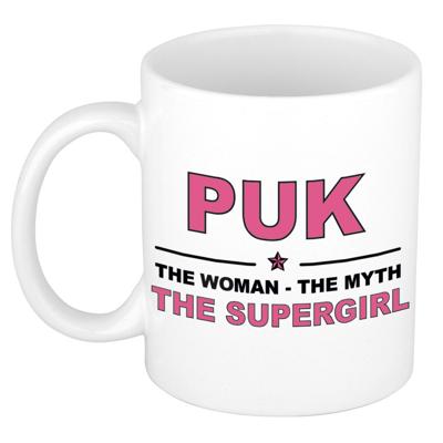 Puk cadeau mok - Woman Myth Supergirl - naam koffiemok - 300 ml - collega - moederdag