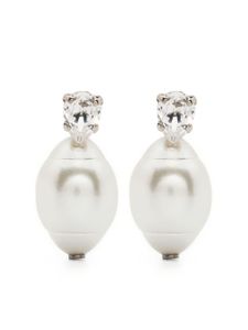 Simone Rocha boucles d'oreilles à perle pendante - Blanc