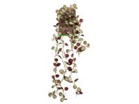 Kunsttak saxifraga hanging bush green/burgundy, 85 cm - Hortus