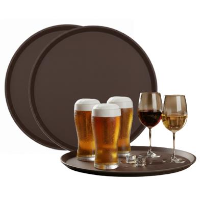 Gerimport Horeca Dienblad - 6x - antislip - bruin - kunststof - D40 cm