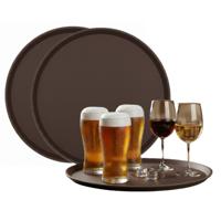 Gerimport Horeca Dienblad - 6x - antislip - bruin - kunststof - D40 cm