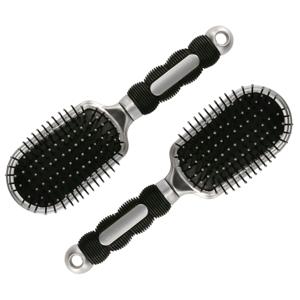 Haarborstel Hairmaster - 2x - zilver met zwart handvat - 23 x 6 cm - kunststof - heren/dames/kindere