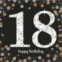 Servetten - 18 jaar - 16x stuks - wegwerpservetten verjaardag - versiering - Happy Birthday