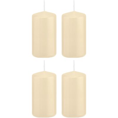 4x Cremewitte cilinderkaarsen/stompkaarsen 6x12 cm 40 branduren