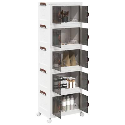 VidaXL Opbergbox stapelbaar met wielen 5-laags 28 l 48,5x29,5x139 cm