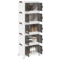 VidaXL Opbergbox stapelbaar met wielen 5-laags 28 l 48,5x29,5x139 cm
