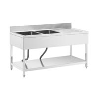 Spoeltafel - 2 bakken - RVS - 160 x 70 x 97 cm - Royal Catering