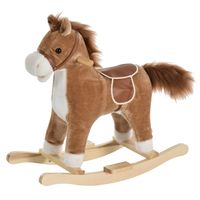 HOMCOM hobbelpaard voor kinderen baby schommeldier paard met dierengeluiden speelgoed handgrepen voor 36-72 maanden pluche bruin 65 x 32,5 x 61 cm - thumbnail