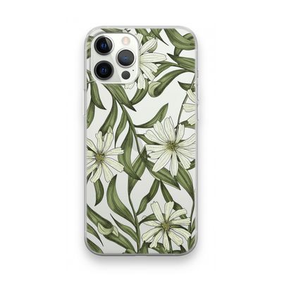 Wit bloemenpatroon: iPhone 12 Pro Max Transparant Hoesje