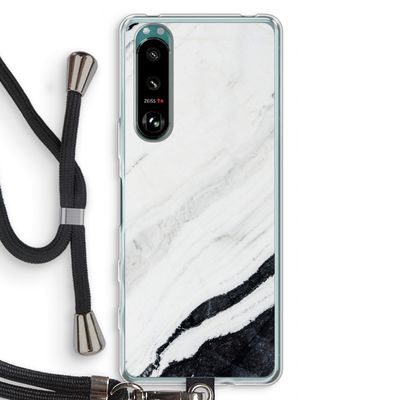 Elegante marmer: Sony Xperia 5 III Transparant Hoesje met koord
