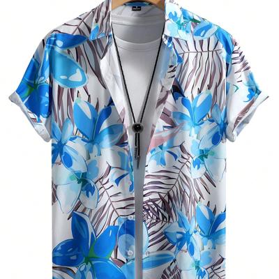 Men's Tropical Floral Print Short Sleeve Casual Button Front Shirt Multicolor-3 / XXL