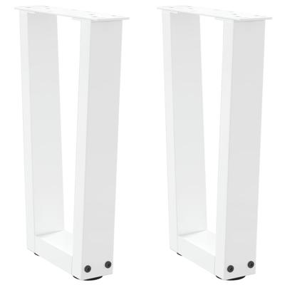 Eettafelpoten 2 st V-vormig 28x(42-43,3) cm staal wit