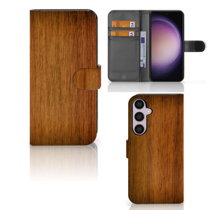 Samsung Galaxy S24 Plus Book Style Case Donker Hout