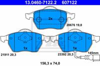 Remmenset, remschijf ATE, Remschijftype: Geventileerd: , Inbouwplaats: Vooras, u.a. für Audi, Skoda, VW, Seat