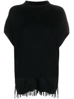 Patrizia Pepe poncho en laine à franges - Noir