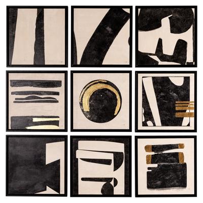 Muurkunst Gabri set van 9 (Zwart/wit)