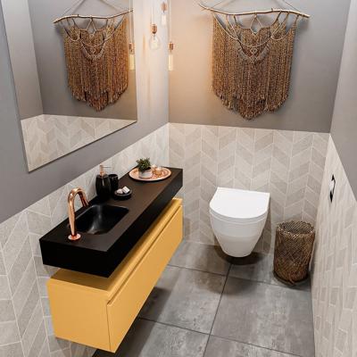 Toiletmeubel Mondiaz Andor | 100 cm | Meubelkleur Ocher | Lex vrijhangend wastafel Urban Links | 1 kraangat