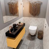 Toiletmeubel Mondiaz Andor | 100 cm | Meubelkleur Ocher | Lex vrijhangend wastafel Urban Links | 1 kraangat Toiletmeubel Mondiaz Andor | 100 cm | Meubelkleur Ocher | Lex vrijhangend wastafel Urban Links | 1 kraangat