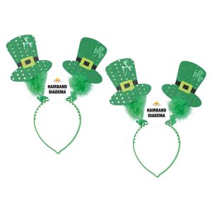 St. Patricks day verkleed diadeem/haarband - 2x - groen - hoedjes - voor volwassenen